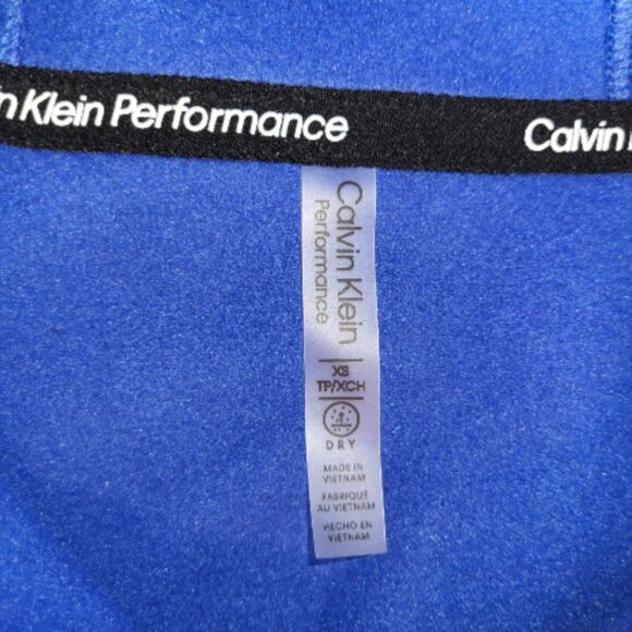 NEW Calvin Klein X-Small Performance Fleece Blue Hoodie Sweatshirt Logo Pouch - Picture 3 of 16